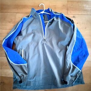 FootJoy FJ Pullover Golf Jacket Large Gray Blue Windbreaker Waterproof Men's